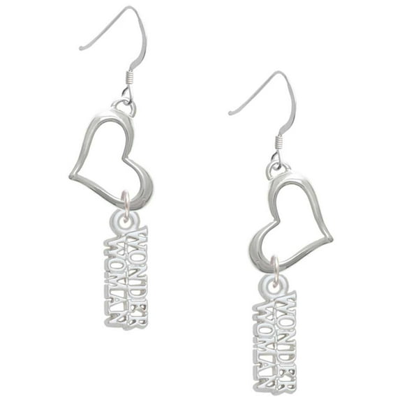 Delight Jewelry Silvertone Wonder Woman Open Heart French Earrings