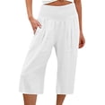 thumbnail image 1 of Capreze Capri Pants for Womens Loose Capris Palazzo Wide Leg Pant Summer Casual Solid Color Baggy Crop Trousers White L, 1 of 2