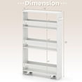 thumbnail image 2 of PetFurnishn Slim Rolling Storage Cart, 4-Tier Rolling Utility Cart, Wood Kitchen Storage Cart with Handle & Wheels,Narrow Rolling Shelving Unit for Kitchen Bathroom Laundry Small Places (Plain White), 2 of 10