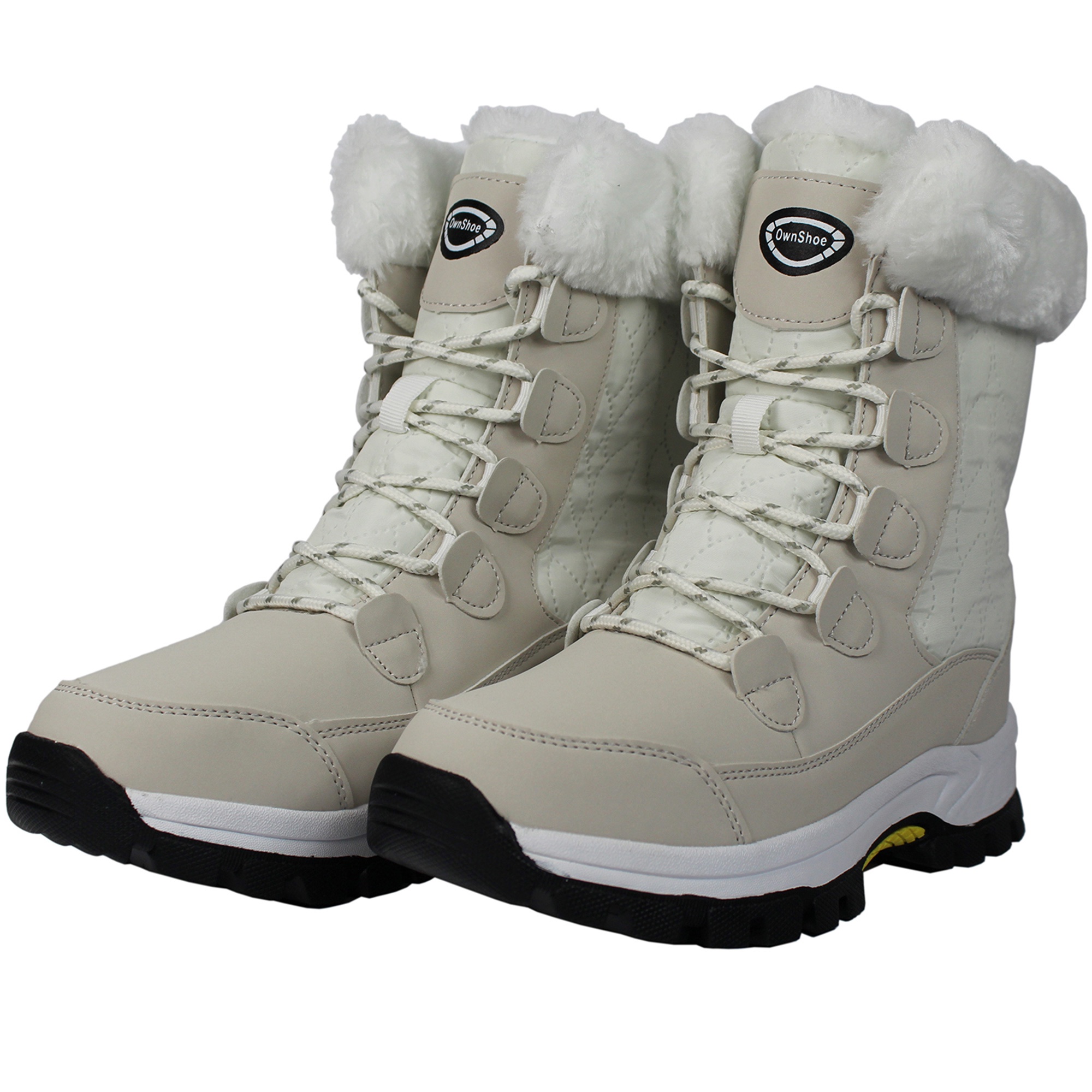 OwnShoe Women's Mid Calf Snow Boots Warm Winter Shoes Outdoor Hiking Boots Gift
