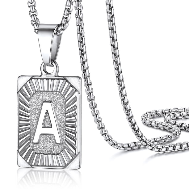 Collar con colgante inicial PROSTEEL de Acero inoxidable letra A Personalizado para hombres y mujeres♥ regalo de Cumpleaños Navidad
