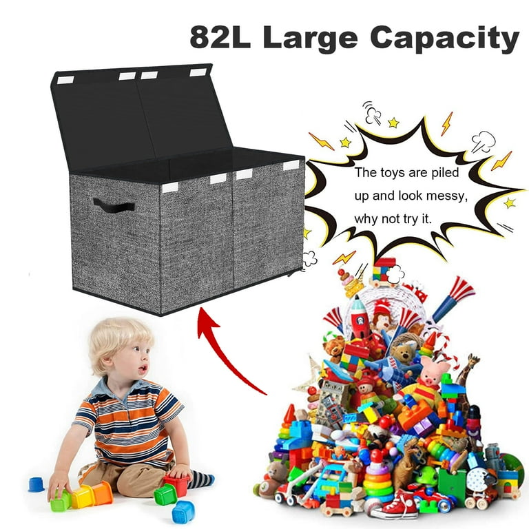 Toy Box Chest Storage Organizer for Boys Girls - Large Kids Collapsible Toy Bins Container with Lids and Handles for Bedroom ,Playroom,Nursery,Clothes