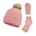 thumbnail image 1 of GDREDA Wool Knitted Three Piece Set Gloves Hat Scarf Warm Accessory Pink,One Size, 1 of 2