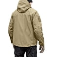 thumbnail image 5 of WTOBBY Men's Workwear Waterproof Hooded Jacket, Loose Fit Zip Pocket Warm Coat, Long Sleeve Outdoor Casual Wear for Fishing and Hiking,Khaki L, 5 of 6