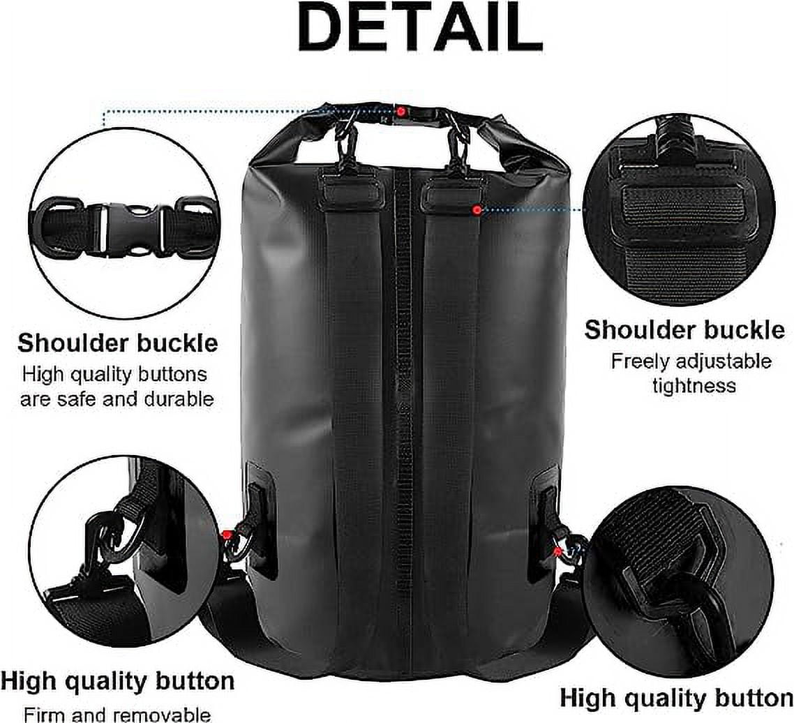 Dry Bag Waterproof Backpack, 10L/15L/20L Roll Top Float Lightweight Dry  Bags Shoulder Strap Backpack, 500D Tarpaulin Wet Bag for Travelling Fishing  Cycling Kayaking Swimming Boating 
