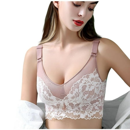 

Bigersell Bra and Panty Sets for Women Bra Wire Free Underwear Thin Cup Lace Bra Women s Plus Size Sports Bra Female Style 7024 40C