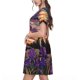 thumbnail image 2 of Balery Starry Night Purple Irises Vestidos sueltos de manga corta para mujer, vestidos de verano 2025, vestidos casuales de corte A con vuelo., 2 of 6