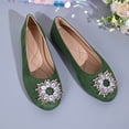 thumbnail image 6 of Shallow Cut Rhinestone Comfortable Women's Casual & Dress Shoes Daily Wear Spring Summer Plus Size Office Work Green 7, 6 of 9