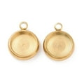 thumbnail image 4 of 100 pc Ion Plating(IP) 304 Stainless Steel Pendant Cabochon Settings Lace Edge Bezel Cups Flat Round Golden Tray: 8mm 13x10.5x3mm Hole: 1.8mm, 4 of 5