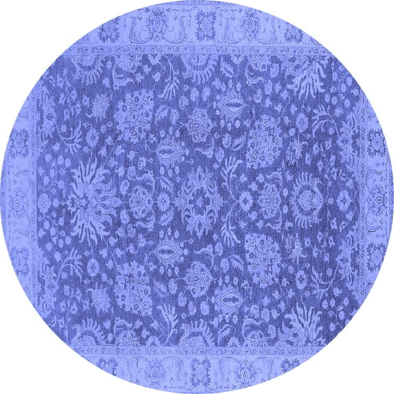 Ahgly Company Indoor Round Oriental Blue Industrial Area Rugs, 4' Round