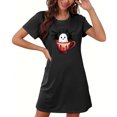thumbnail image 4 of Tnhcen Robe de Nuit pour Femmes Saison Effrayante Grande Taille Imprimé Dessin Animé Manches Courtes Col Rond Polyester Spandex Doux P-2TG pour des Nuits d'Halloween Douillettes, 4 of 5