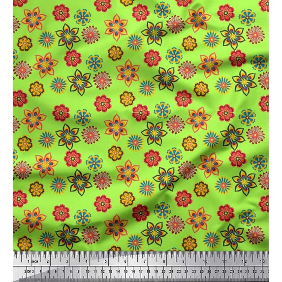 Soimoi Poly Georgette Fabric Artistic Floral Decor Fabric Printed Yard 52 Inch Wide