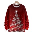 thumbnail image 3 of WTOBBY Women's Christmas Printed Knitted Sweater Top, Long Sleeve Round Neck Casual Pullover, Holiday Themed Yarn Sweater for Women,Deep Red L, 3 of 5