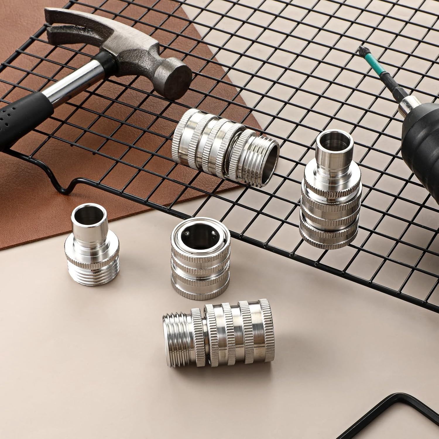 2026 New Stainless Steel Garden Hose Quick Connect Fittings Set, 5 Pack 3/4 Inch GHT Water Hose Fittings, Water Hoses Quick Connect Fitting, Heavy Duty Quicks Release Connector Garden Hoses Sprayers