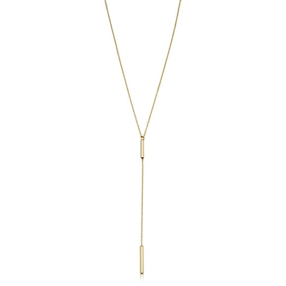 Au Naturale 14k Yellow Gold Tube Drop Adjustable Length Y Necklace for Women (adjusts to 17 or 18 inch)