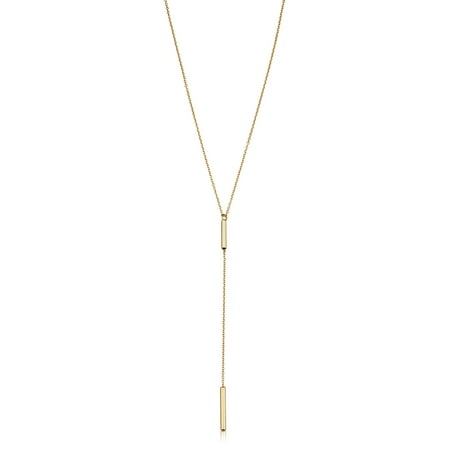 Au Naturale 14k Yellow Gold Tube Drop Adjustable Length Y Necklace for Women (adjusts to 17 or 18 inch)