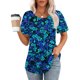 thumbnail image 2 of Camiseta de Cuello Redondo de Impresión Floral Casual de Manga Corta de las Mujeres, Blusa de Verano de Moda Ligera para el Día Y la Fiesta, 2 of 8