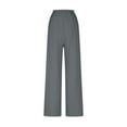 thumbnail image 5 of YABCSAZ Women's Linen Pants Casual Pants Loose Plus Size Boho Pants Solid Color Drawstring Elastic Waist Lounge Long Trousers Soft Comfortable Capri Pants Baggy Wide Leg Pants for Women, 5 of 6