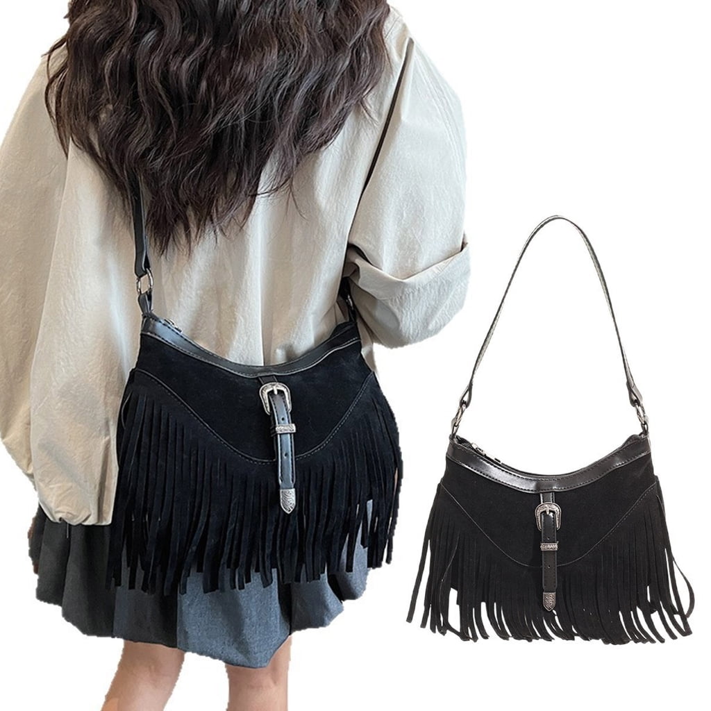 Fashion Hippie Western Cowgirl Purses Purses Fringe Hobos Bags for Women Faux Suedes Crossbody Bag tassels Shoulder Bag