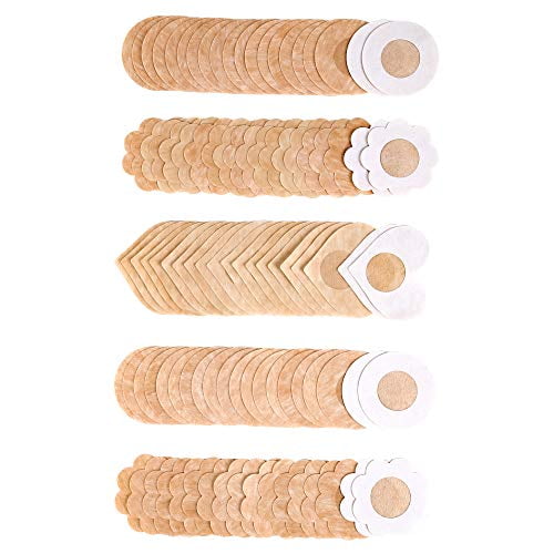 50 Pairs Pasties Nipple Covers Disposable Breast Pasties Self-Adhesive Nipple Breast Covers Multi-Shape Bra 