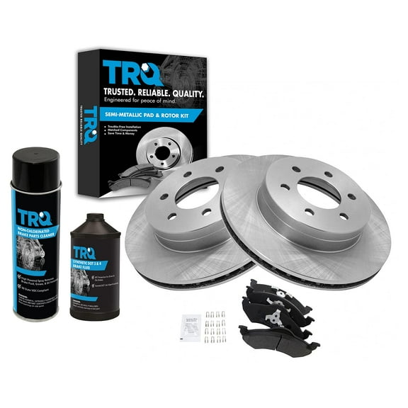 TRQ Front Brake Pad & Rotor Kit w/Fluids for 00-02 Durango Dakota Pickup Truck BKA18309