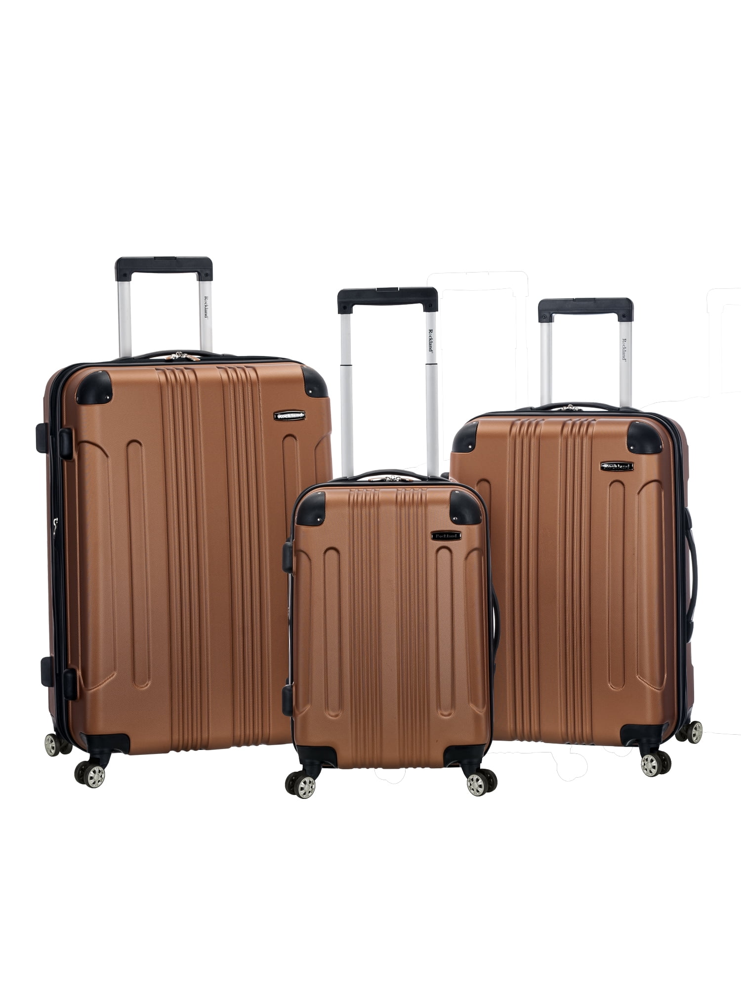 Rockland Sonic 3pc ABS Upright Hardside Carry On Luggage Set - Brown
