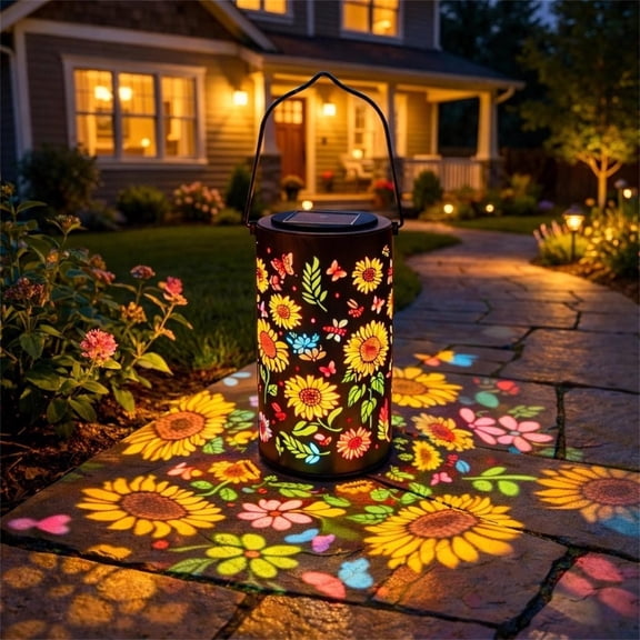Colorful Sunflower Glow Solar Garden Lantern, LED Solar Lantern Outdoor Waterproof Hanging Light, Garden Decor Gifts for Women, Mom Birthday Gifts for Patio Yard Backyard