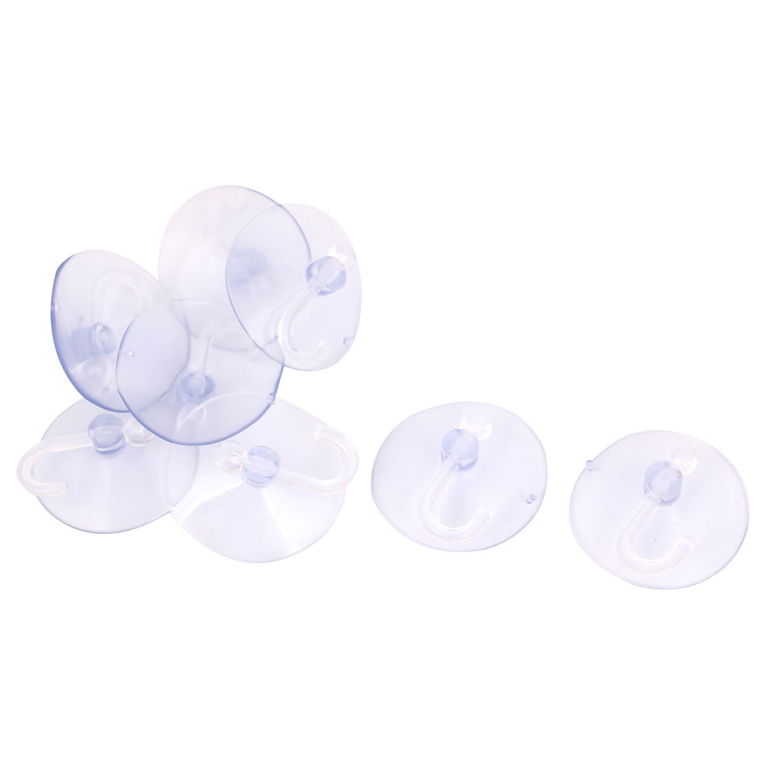 Uxcell 50mm Dia Home Bathroom Wall Window Plastic Suction Cup Hanging Hook Clear Blue 8Pcs