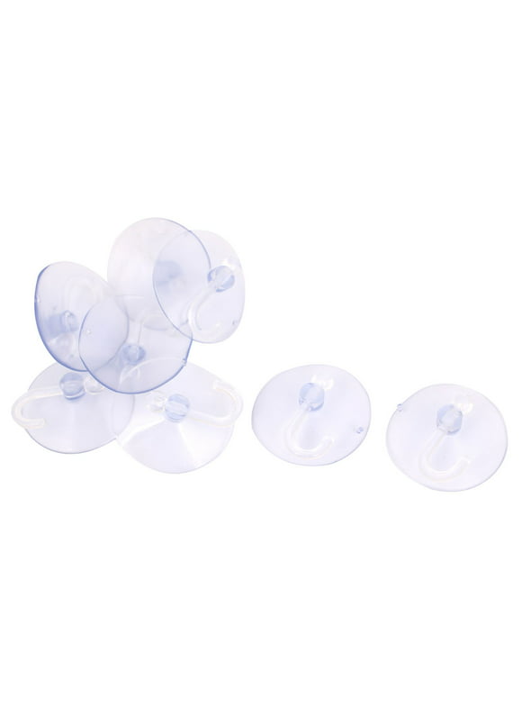 Uxcell 50mm Dia Home Bathroom Wall Window Plastic Suction Cup Hanging Hook Clear Blue 8Pcs