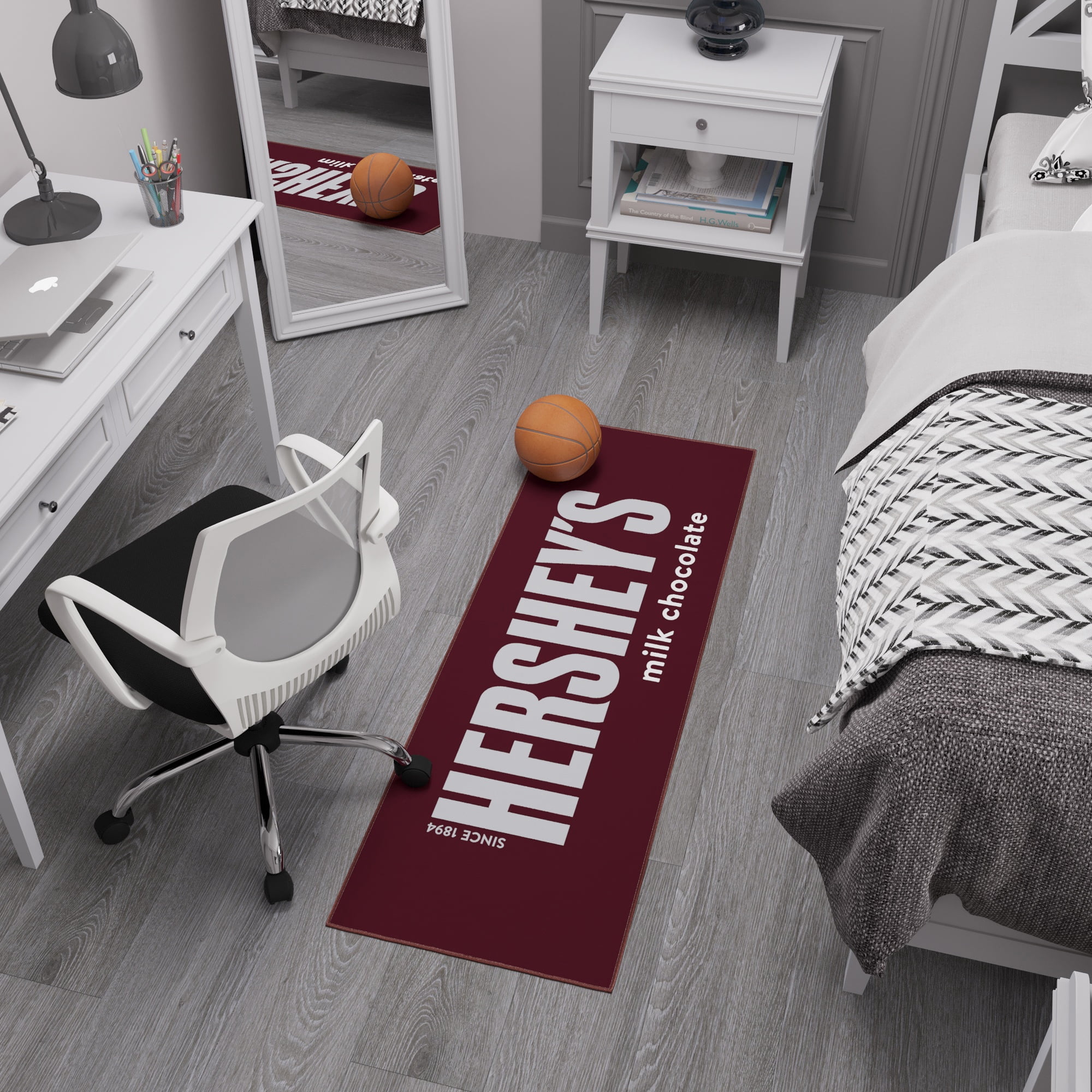 Ottomanson Hershey Logo Machine Washable Non-Slip Rubberback 2x5 Runner Rug, 20"x 59", Brown