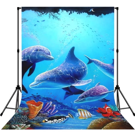 Dolphins Rainbow Dolphin Photography Backdrop 5x7Ft Background for Photo Studio Video Recording Birthday Party Wedding Home Decor