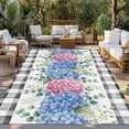 thumbnail image 2 of Blue Pink Hydrangea Outdoor Rug for Patio/Deck/Porch, Non-Slip Large Area Rug 3 x 5 Ft, Eucalyptus Leaves Summer Botanical Plaid Indoor Outdoor Rugs Washable Area Rugs, Camping Rug Carpet Runner, 2 of 8
