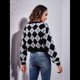 thumbnail image 5 of Suéteres de Punto para Mujer, de Larga, con Rombos, Abertura Frontal, Botones y Cuello en V, Abrigos Cortos Gris Negro XL, 5 of 10