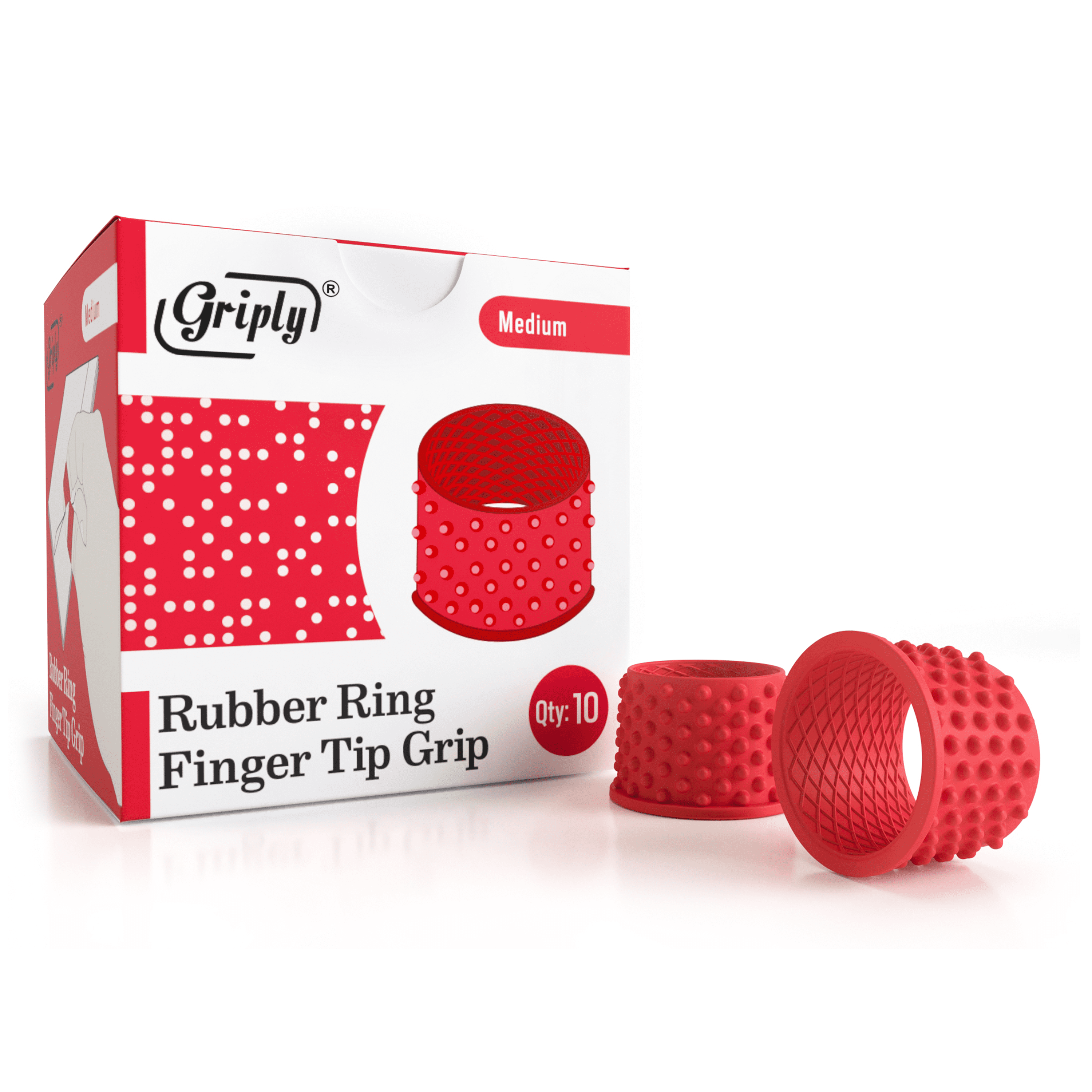 12 Pack Extra Thick Rubber Finger Tips Protectors Medium-Large Size 