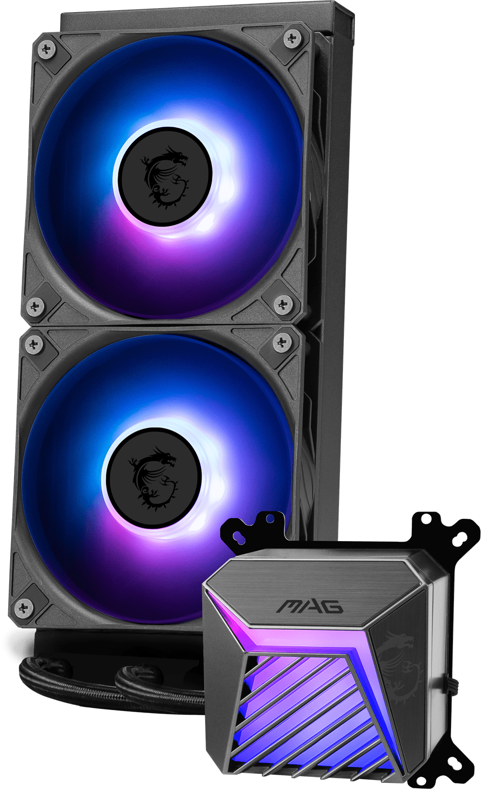 MSI MAG CORELIQUID A15 240 WMT ARGB Liquid CPU Cooler - 240mm AIO, UNI Bracket, Intel AMD (LGA 1700/1851/AM4/AM5), Pre-installed Fans - Black