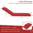 thumbnail image 2 of Pakunoda Chaise Lounge Cushions 80" x 26" x 4" Outdoor High-Density Foam Patio Furniture Lounger Replacement Cushions with Zipper Ties Water-Resistant for Pool, Red, 2 of 7