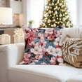 thumbnail image 4 of Ethan Taylor Floral Throw Pillow Soft Cushion Cover 'Japanese Sakura Cherry Blossom Flowers III Bloom Asian Flowers' Pattern Decorative Square Accent Pillow Case, 20x20 Inches, Pink, Blue, 4 of 5