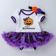 thumbnail image 2 of Youmylove Baby Girls Romper Dress Cute Pumpkin Print Short Sleeve Romper Bodysuit With Headbands Summer Clothes For 0-3 Months, 2 of 5