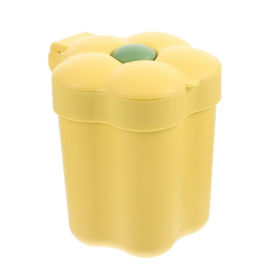 Raindrops Storage Dust Basket Mini Trash Can Car Office Trashcan with Lid Yellow