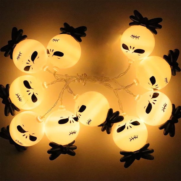Decoraciones de Halloween, adornos de Halloween, regalos de Halloween, cadena de luces LED con forma de cara de Halloween, decoración para fiestas, caja de batería con modo intermitente, poste de luz