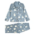 thumbnail image 4 of OSOLU Women's Halloween Pajama Sets Ghost Moon Candy Print Long Sleeve Button Down Sleepwear Trousers Home Wear Light Blue, 4 of 4