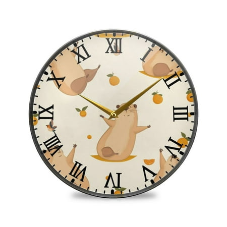 Round Clock Wall Clock Decorative Clock 11.9 Sizes Cute Capybara Yoga Poses