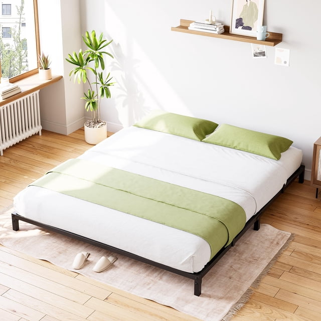 Base de Cama Metálica – Espacio de Almacenamiento – Resistente y Duradera – Fácil Montaje – Sin Base de Resortes – Sin Chirridos – Bordes Redondeados-6 pulgadas Matrimonial