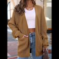 thumbnail image 4 of Cárdigan Extragrande de Punto Suave para Mujer con Bolsillos Camello XXL, 4 of 6