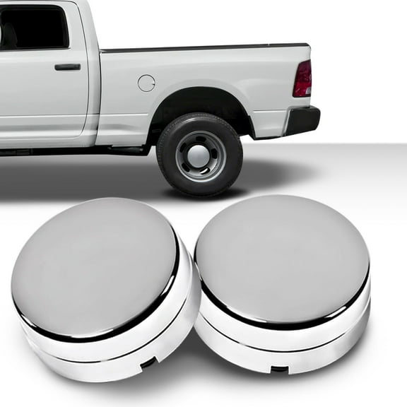 PIT66 Rear Wheel Chrome Center Hub Cap 2pcs Fit for 2003-2017 Dodge Ram 3500 1-Ton Dually 8-Lug 5 Slot 17" Steel Rear Wheels