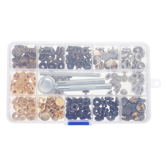 1 caja de cierres a presión para manualidades, hebillas, kit práctico para hebillas de billetera