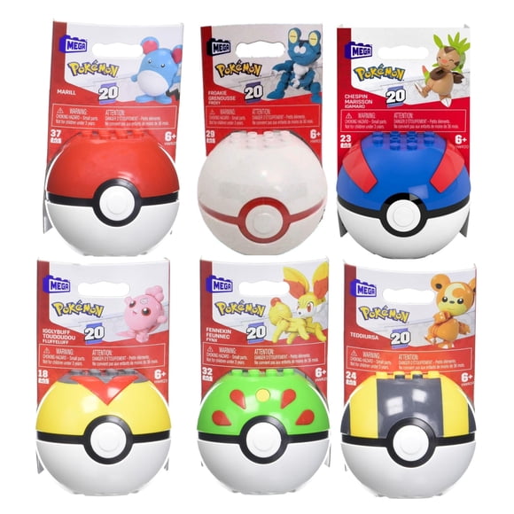 Set de Construcción Mega Construx Pokémon 6 Pokébolas 7,5 cm