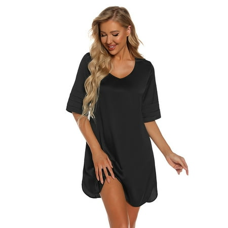 

FEREMO Plus Size Short Sleep Shirt Womens Sleepwear Dress for Women