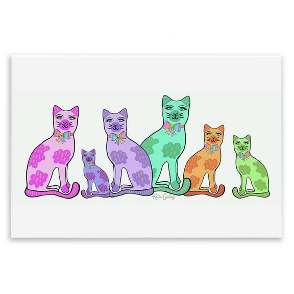 Stupell Industries Funky Whimsical Cats Animals Painting Unframed Art Print Wall Art, 15 x 10