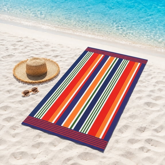 Striped Beach Towel 27x55in Fast Dry Microfiber Travel Towel Sand Repels Airy Pool Towel For Beach Swimming Camping